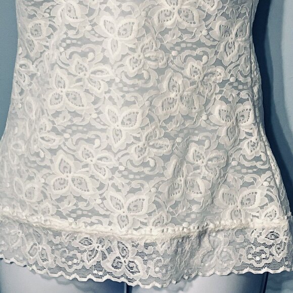Y2K Chemise Tank Top Size Large Fairy Bridal Coquette Babydoll Lingerie Lace - Picture 13 of 13